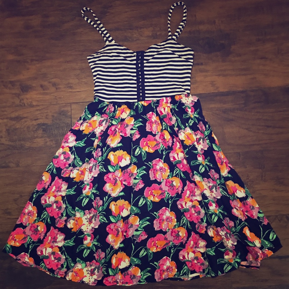 Xhilaration striped floral mini sundress NWOT